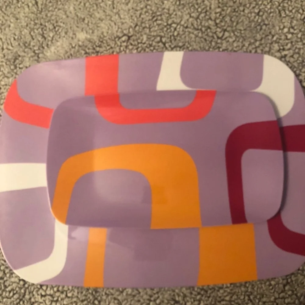 Y2K Retro Purple and Orange Geometric Plates